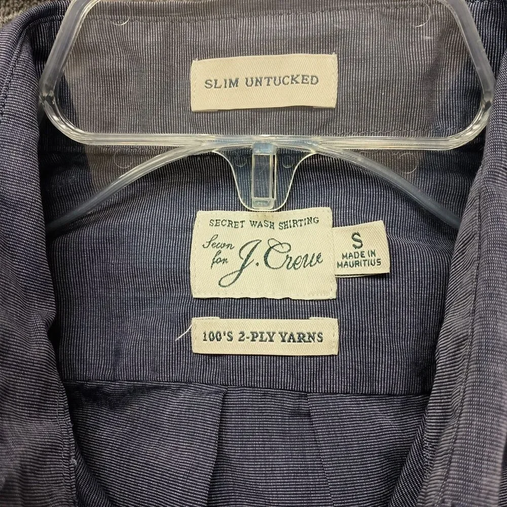 J Crew Mens Slim Shirt Small Blue Button Up Long Sleeve Woven 100% Cotton BJ744